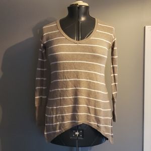 Tan and white striped long sleeved sweater Medium